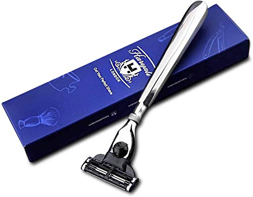 Haryali London 3 Edge Shaving Razor With Long Stainless Steel Handle Beard and Mustache Safety Razor For Mens Perfect Shave