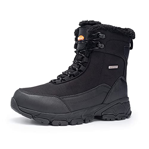 SHULOOK Men's Snow Boots Waterproof Warm Fur Lined Winter Hiking Boot Non-slip Outdoor Ankle High-top Shoes Work Hiker Trekking Trail