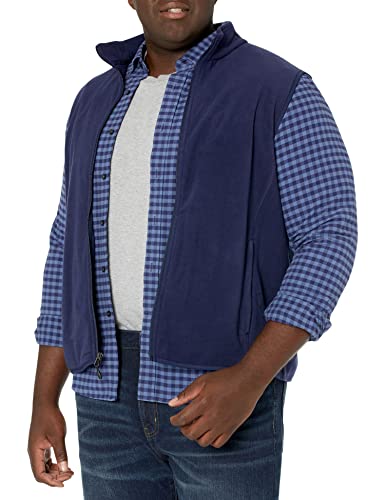 Amazon Essentials Men's Full-Zip Polar Fleece Vest, Navy, Medium