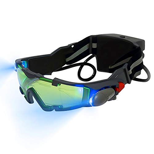 Spy Night Vision Goggles for Kids, Adjustable Spy Gear Night Mission Goggles with Flip-Out Lights Green Lens as Childrens' Gift for Racing Bicycling Skiing to Protect Eyes
