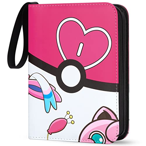 Tcgames Card Binder 4-Pocket, 440 Pockets Card Holder with 55 Sleeves Pink