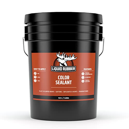 Liquid Rubber Color Sealant - Multi-Surface Leak Repair Indoor and Outdoor Coating, Water-Based, Easy to Apply, White, 5 Gallon