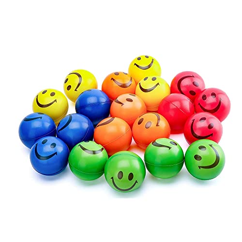 MyMagic 24 Pieces of Foam Smile PU Balls, Stress Balls，Stress Relief Balls, Fun Party Balls Kids Play Ball Tent Ball Toddler Ball Carnival Reward Party Bag Gift