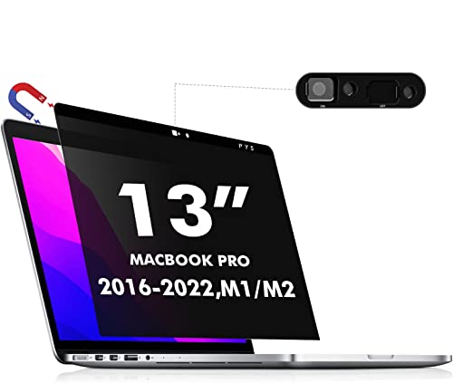 MacBook Pro Privacy Screen 13 inch, Webcam Cover Slider - PYS Magnetic Privacy Screen Compatible with MacBook Pro 13.3 inch(Late 2016-2022,M1/M2 Including Touch Bar Models)-[Easy On]