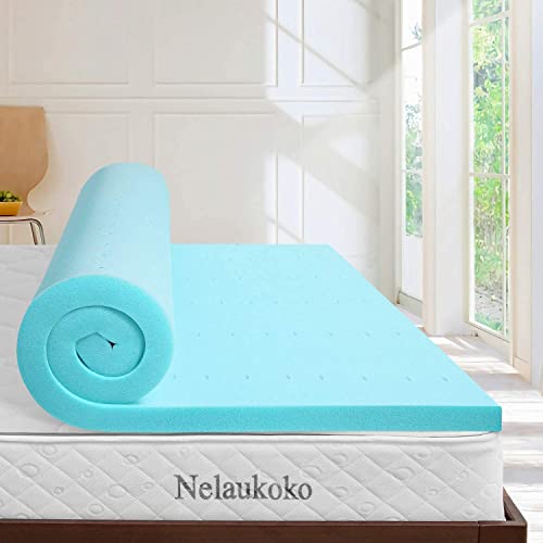 Nelaukoko 3 Inch Memory Foam Mattress Topper King Foam Mattress Pad, Ventilated Gel Bed Topper King