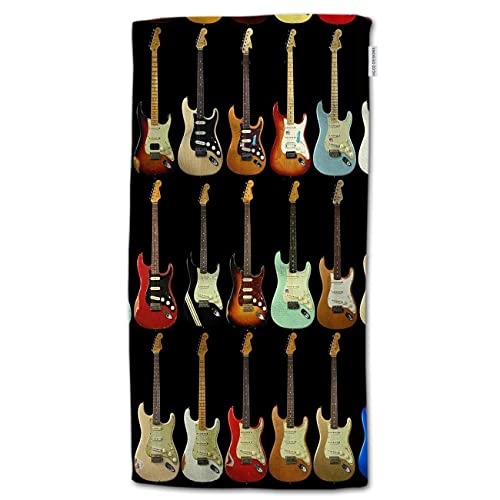 HGOD DESIGNS Guitar Hand Towels,Abstract Musical Instrument Guitar 100% Cotton Soft Bath Hand Towels for Bathroom Kitchen Hotel Spa Hand Towels 15'X30'