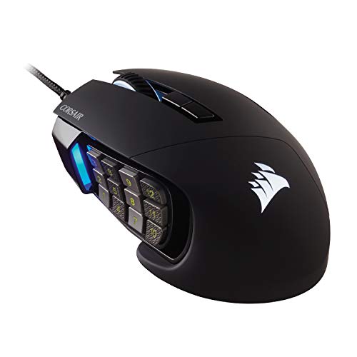 Corsair Scimitar RGB Elite, MOBA/MMO Gaming Mouse, Black, Backlit RGB LED, 18000 DPI, Optical