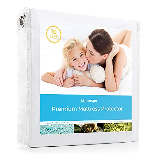 Linenspa Smooth Top Premium Twin Mattress Protector Waterproof, Top Protection Only, Twin Waterproof Mattress Covers