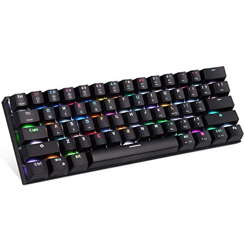 MOTOSPEED 60% Dual-Mode BT5.0/Type-C Mechanical Keyboard, 61 Keys Bluetooth Mechanical Keyboard,Gaming/Office Keyboard for PC/Mac Gamer (Blue Switch, Black)