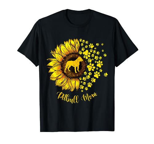 Sunflower Pitbull Mom Dog Lover T-Shirt