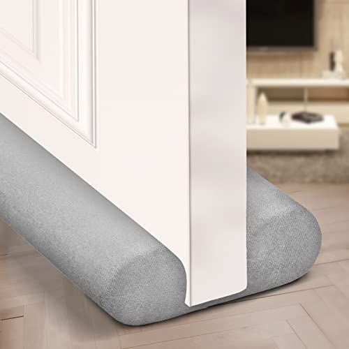 Holikme Twin Door Draft Stopper Weather Stripping Window Breeze Blocker Adjustable Door Sweeps 34inch Grey