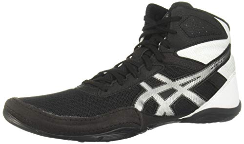 ASICS Men's Matflex 6 Wrestling Shoes, Black/Silver, 9 M US