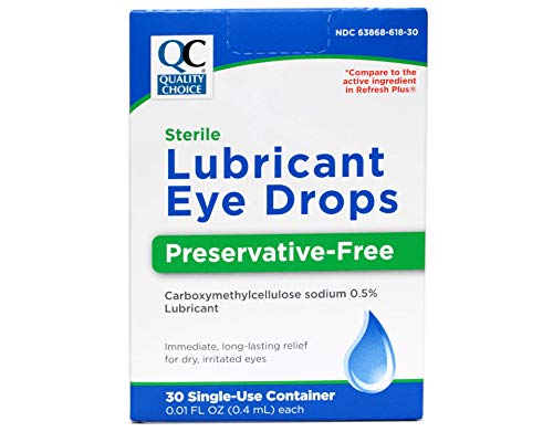 Quality Choice Sterile Lubricant Eye Drops 30 Single-Use Vials 0.01 Fl Oz Each