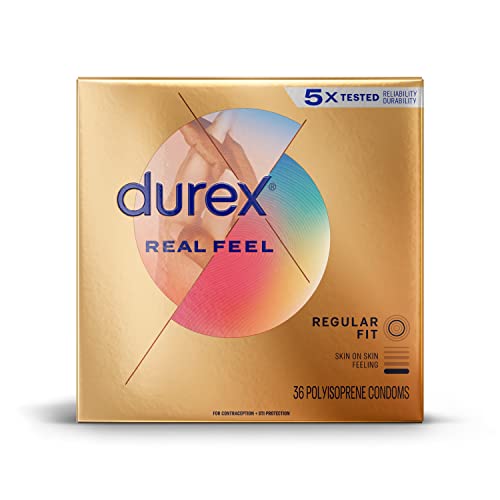 Condoms for Sex, Non Latex Durex Avanti Bare Real Feel Lubricated Condoms, Regular Fit, Non Latex Condoms for Men with Natural Skin on Skin Feeling, FSA and HSA Eligible (Packaging may Vary),36 Count
