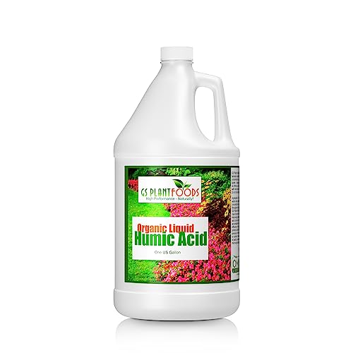 GS Plant Foods Organic Liquid Humic Acid with Fulvic - Concentrate Fertilizer for Enhanced Nutrient Uptake and Soil Conditioning - 1 Gallon