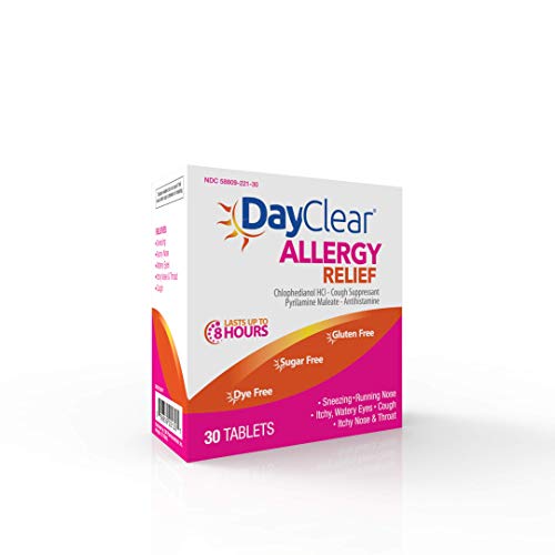 DayClear Allergy Relief - Fast Acting 8 Hour Tablets Cough Suppressant & Antihistamine – 8 Hour Relief 30 Tablets