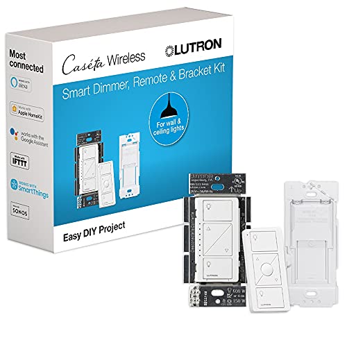 Lutron Caseta Smart Home Dimmer Switch and Pico Remote Kit, Works with Alexa, Apple Home, Ring, Google Assistant (Smart Hub Required) | P-PKG1WB-WH | White