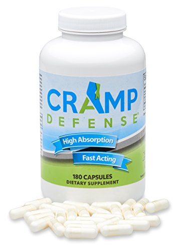 Cramp Defense Magnesium for Leg Cramps, Muscle Cramps & Muscle Spasms. End Them Fast and Permanently. Organic Magnesium, Non-Laxative, NO Magnesium Oxide OR Herbs! Big 180 Capsule Bottle.