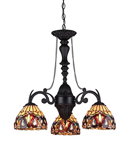 Chloe Lighting CH33353VR21-DC3 Serenity Tiffany-Style Victorian 3-Light Mini Chandelier, 25.8 x 20.5 x 20.5', Bronze