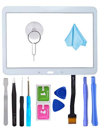 White Touch Screen Digitizer for Samsung Galaxy Tab 4 10.1' - Glass Replacement for SM-T530 T531 T535 (Not Include LCD) with Tools + Pre-Installed Adhesive