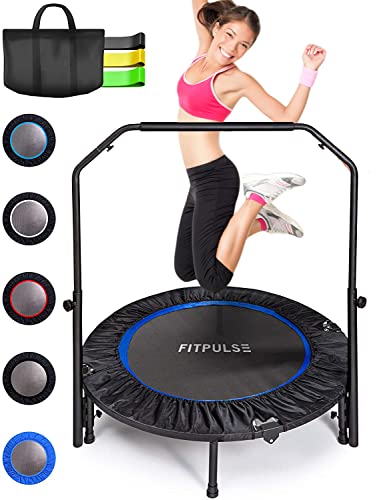 FITPULSE Mini Trampoline Rebounder - Indoor Trampoline for Adults - Portable & Foldable - Exercise Trampoline for Adults, Small Rebounder Trampoline, Perfect for Indoor Fitness and Home Gym