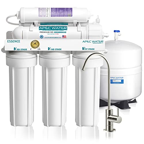 APEC Water Systems ROES-PH75 Essence Series Top Tier Alkaline Mineral pH+ 75 GPD 6-Stage Certified Ultra Safe Reverse Osmosis Drinking Water Filter System , White