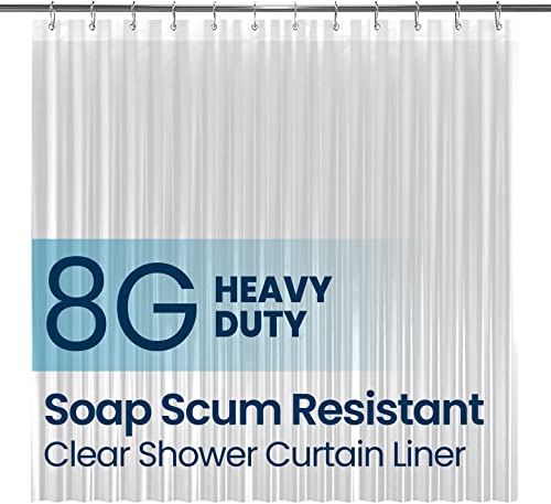 LiBa PEVA 8G Bathroom Shower Curtain Liner, 72' W x 72' H, Clear, 8G Heavy Duty Waterproof Shower Curtain Liner