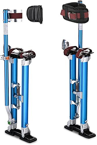 Blue Drywall Stilts 24'-40' with Knee Pads Protection, Adjustable Aluminum Tool Stilt for Painting Taping or Cleaning US Delivery (Blue)