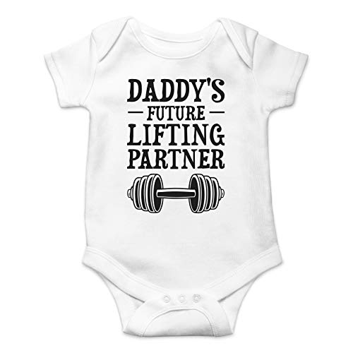 Daddy's Future Lifting Partner - Funny Cute Infant Creeper, One-Piece Baby Bodysuit (White, 6 Months)