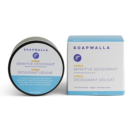Soapwalla - Natural Sensitive Citrus Aluminum-Free Deodorant Cream | Vegan, Cruelty-Free, Clean Skincare (Full Size, 2 oz | 57 g)