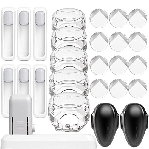 Nefer Creations Baby Proofing Kit - 6 Door Locks for Kids Safety, 12 Corner Protectors, 5 Safety Stove Knob Covers, 2 Oven Locks, and 15 Extra Adhesive Pads. Ideal Baby Shower Gift