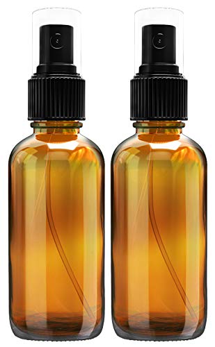 Nylea Small Glass Spray Bottles for Oil, Hair, Plants Water Empty Fine Mist and Refillable Mister Amber Mini Travel Size Bottle for Cleaning Solutions, Essential Oil Sprayer and Nozzle (2 Pack, Amber)