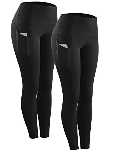 NELEUS 2 Pack Tummy Control High Waist Running Workout Leggings,9017,Black,US XL,EU 2XL