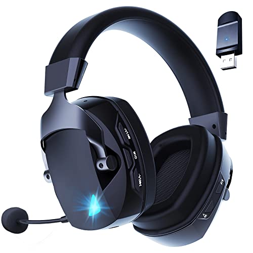 Acinaci Wireless Gaming Headset with Detachable Noise Cancelling Microphone, 2.4G Bluetooth - USB - 3.5mm Wired Jack 3 Modes Wireless Gaming Headphones for PC, PS4, PS5, Mac, Switch, Phone, Tablet