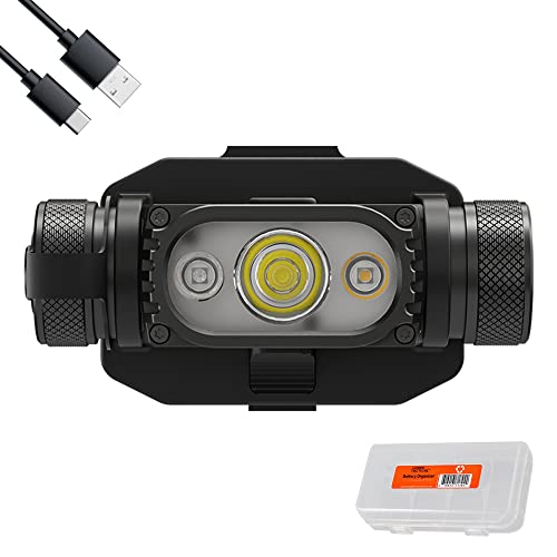 Nitecore HC65M v2 1750 Lumen Tactical Helmet Headlamp, NVG Mountable, USB-C Rechargeable, White and Red Light, with LumenTac Organizer