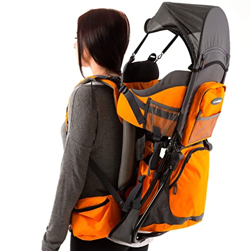 Luvdbaby Hiking Baby Carrier Backpack - Comfortable Baby Backpack Carrier - Toddler Hiking Backpack Carrier - Child Carrier Backpack System with Diaper Change Pad, Insulated Pocket, Rain and Sun Hood