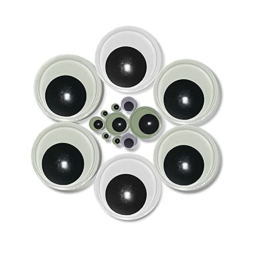 Vanteexpro 3 Inches 4 Pieces Luminous Wiggle Eyes and 2 Pieces-White Googly Eyes with Self Adhesive for DIY Crafts 100 Pieces Muti Sizes