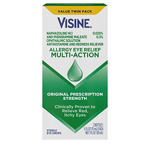Visine Allergy Eye Relief Multi-Action Antihistamine & Redness Relief Eye Drops, 0.5 fl. oz (Pack of 2)