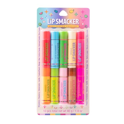 Lip Smacker Original & Best Party Pack - 10 Moisturizing Lip Balms, Classic Flavors, Hydrating & Protecting - Cruelty-Free- Oatmeal Cookie