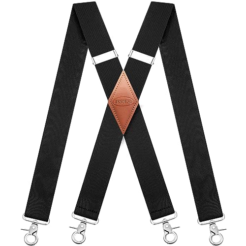 MENDENG Black Suspenders for Men with 4 Snap Hooks Adjustable Braces Groomsmen