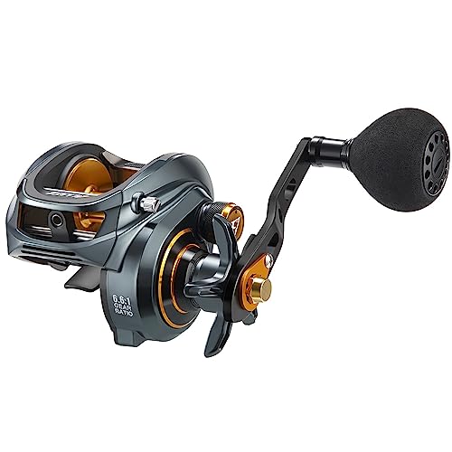Piscifun Alijoz Baitcaster Fishing Reel, 300 Size Aluminum Frame Baitcasting Reel, 33Lbs Max Drag, 8.1:1 Gear Ratio, Freshwater & Saltwater Low Profile Casting Reel for Musky for Musky (Left Handed)