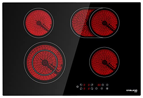 Electric Cooktop 30 Inch, GASLAND Chef CH77BF Radiant Cooktop, Drop-in 4 Cooking Zones Electric Ceramic Cooktop with 9 Power Levels, Sensor Touch Control, Child Safety Lock, 240V, 1-99 Minute Timer