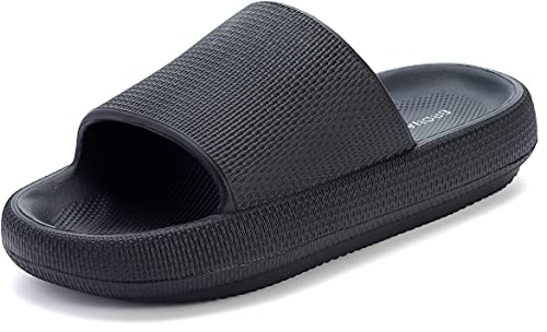 BRONAX Cloud Slippers for Women and Men | Pillow Slippers Bathroom Sandals | Extremely Comfy | Cushioned Thick Sole 40-41 Black