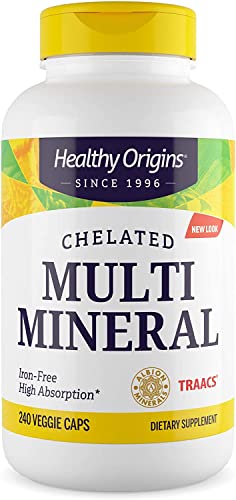 Healthy Origins Chelated Multi Mineral - Chelated Trace Minerals Supplement with Selenium, Iodine, Magnesium & More - Gluten-Free Supplement with Albion Minerals - 240 Veggie Capsules