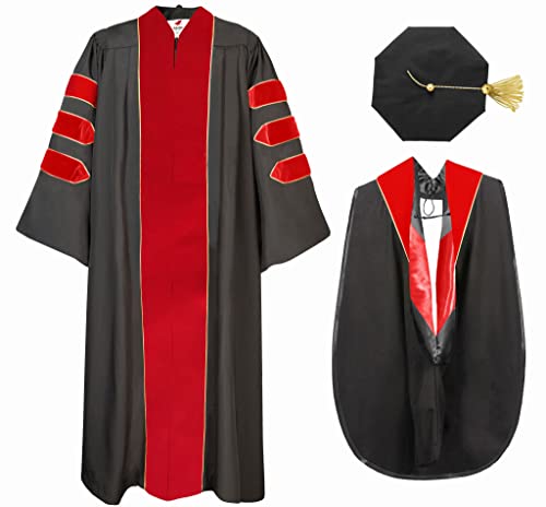 MyGradDay Deluxe Graduation Doctoral Gown,Hood and 8-Side Tam Package