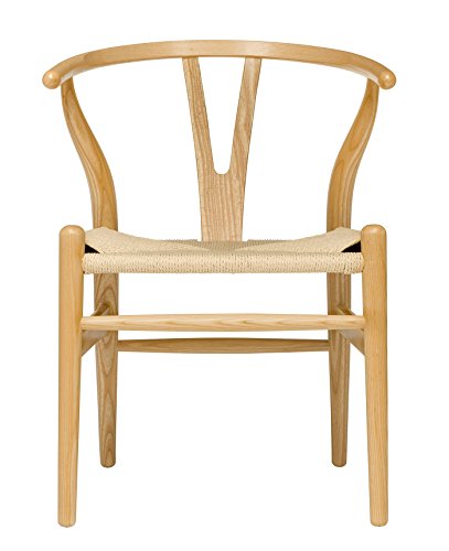 Laura Davidson Furniture Hans Wegner Wishbone Style Woven Seat Chair (Ash with Natural Cord)