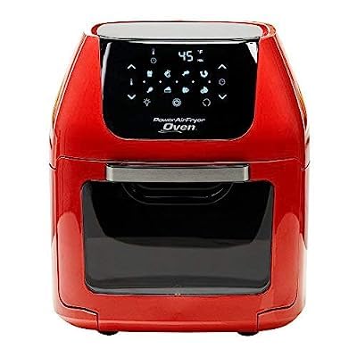 PowerXL Air Fryer Pro, Crisp, Cook, Rotisserie, Dehydrate; 7-in-1 Cooking Features; Deluxe Air Frying Accessories; 3 Recipe Books (6 QT Red)