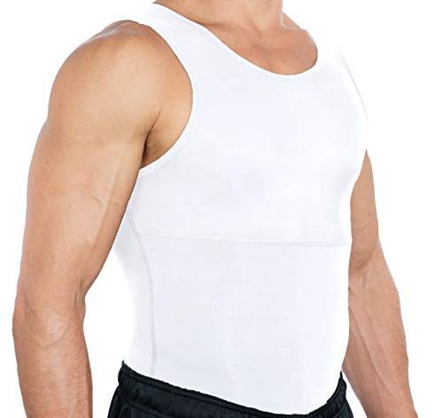 Esteem Apparel New Mens Compression Shirt Slimming Body Shapewear Undershirt (White, XXL)