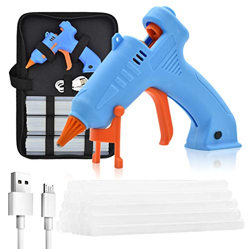 Cordless Glue Gun Rechargeable, Mini Hot Glue Gun Kit with Case, Stand & 30pcs Sticks for Crafts, Decorations, Small Diy Projects of School, Home Quick Repairs and Office Artistic Creation