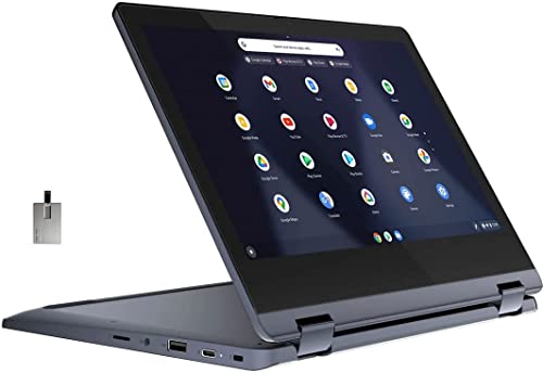 2022 Lenovo Flex 3 Touchscreen Chromebook, 2-in-1 11.6' HD for Business and Student Laptop, MT8183 CPU, 4GB LPDDR3, 64GB eMMC, Webcam, Blue, Chrome OS, 32GB USB Card